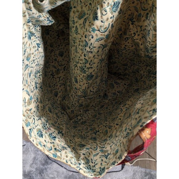 Quilted Patchwork Tote Bag Handmade Inner Pockets Hook Loop Closure Cottagecore - Picture 6 of 6